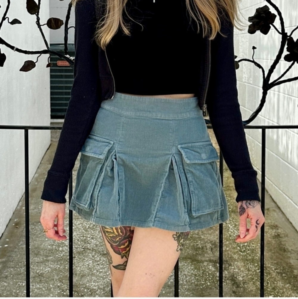 Woman's Corduroy Mini Skirt - Wild Fable - M - Blue